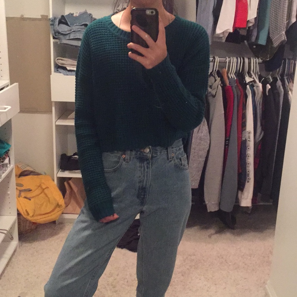 Cropped Waffle Sweater